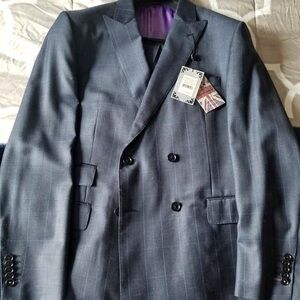 English Laundry Charcoal Double-Breasted Suit